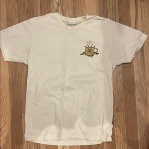 Cream T-Shirt with Coffee Mug Graphic